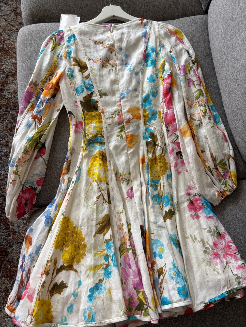 Zimmermann Halcyon Panneled Floral V-Neck Mini Dress in Cream AU 0/ US 4 NWT - Picture 13 of 16